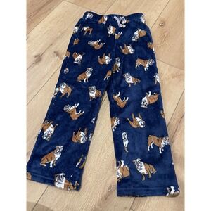 Saint Eve Kids Bulldog Fleece Pajama Pants Navy Blue Dog Print Sleepwear S 6/7
